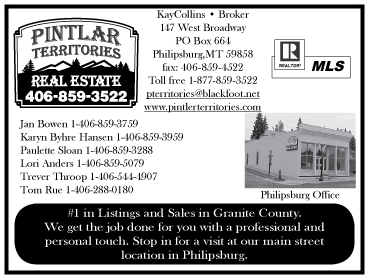 November 2004 Pintlar Territories Real Estate
									<br>
									Page xx
									&nbsp;&nbsp;&diams;&nbsp;&nbsp;
									5"W x 3&frac34;"H<br>
									30# Newsprint